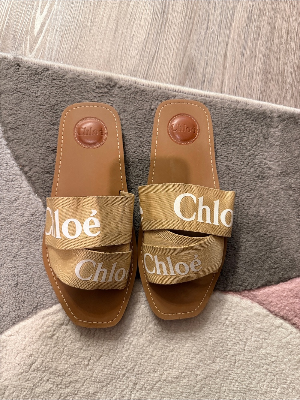 See By Chloe Tan Logo Double-Band Slide Sandals